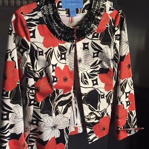 Cropped jacket with Red Poppies